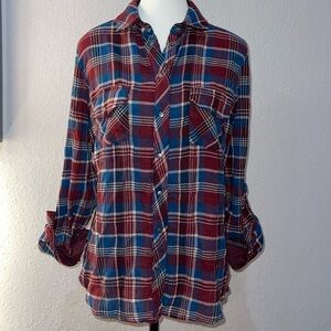 KUT from the Kloth Dual Pocket Plaid Button Down Shirt Medium Snap Up